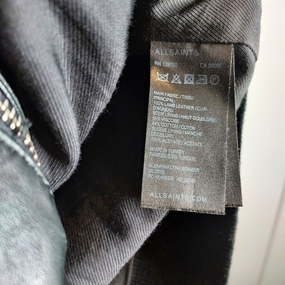 All Saints Kino Black Leather Bomber Punk Racer Rare - Picture 10 of 16